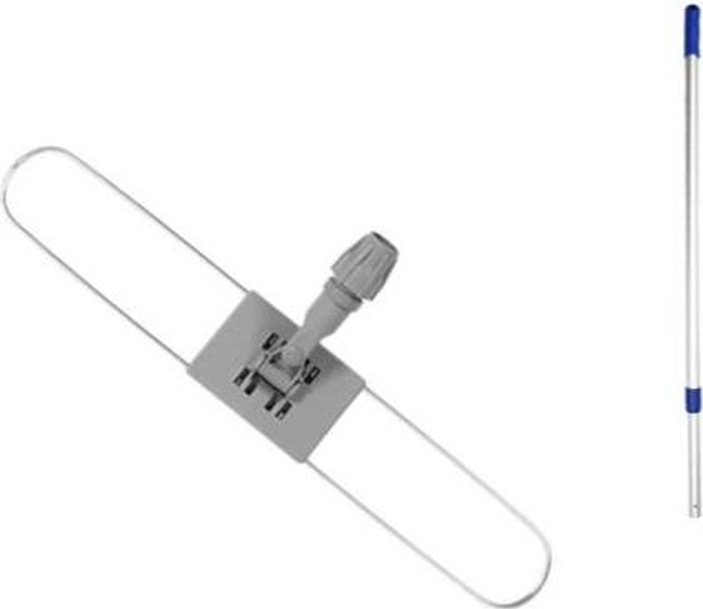 ProfiClean Mopphalter - Flachmopp mit teleskopierbarem Aluminiumgriff, geeignet für Indoor-Reinigung, universale Moppaufnahme, verlängerbar bis 1...