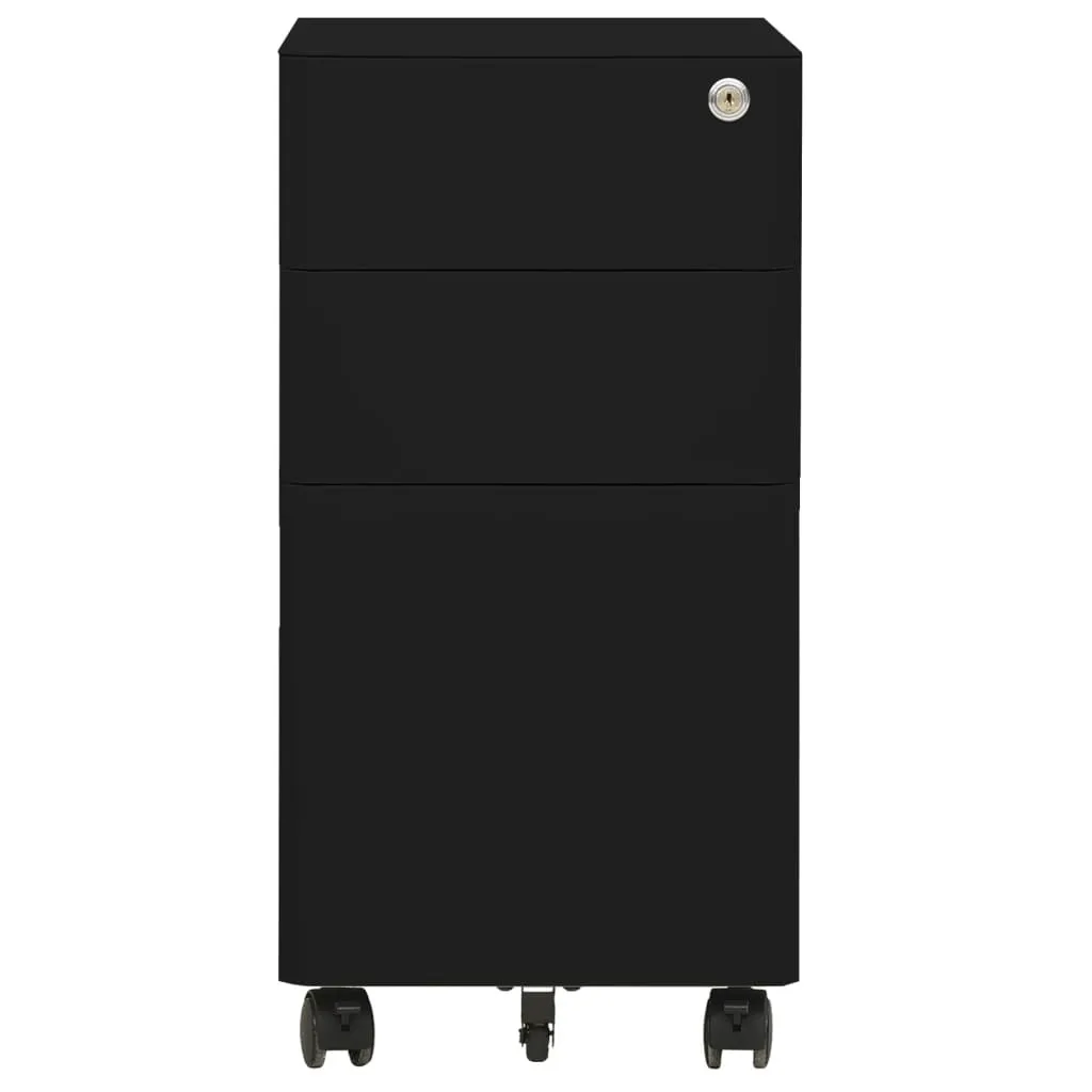 vidaXL Armadio archivio con rotelle nero 30x45x59 cm acciaio