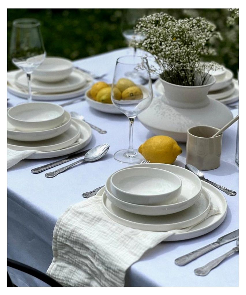 Geschirrset für 12 Personen – modernes Porzellan Tafelservice 48-teilig – elegantes Kombiservice im skandinavischen Stil – hochwertiges wei...