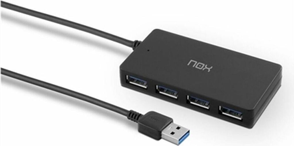 NOX Lite Hub One, USB 3.2 Gen 1 (3.1 Gen 1) Type-A, USB 3.2 Gen 1 (3.1 Gen 1) Type-A, 10 Mbit/s, Schwarz, 0,145 m, Windows 10, Windows 7, Windows 8...