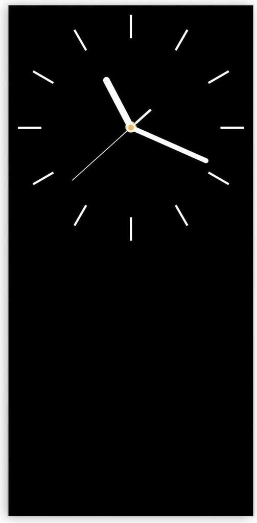 Wanduhr aus Glas mit Motiv Schwarzer Hintergrund- 30 x 60 cm - inkl. Aufhängesystem