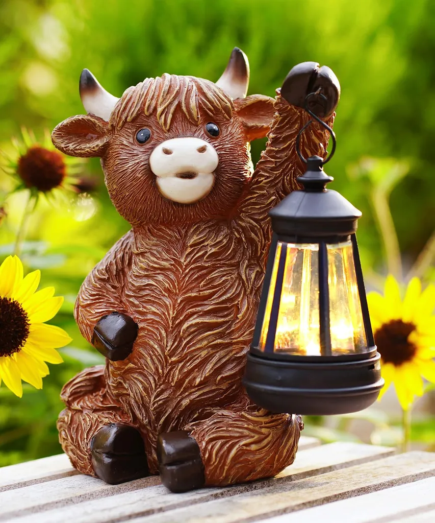 Vache des Highlands Lumineuse Solaire Extérieur Figurine Amusante Cadeau