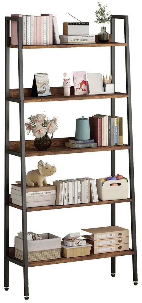 Étagère échelle pour salon et bureau bibliothèque bois métal 170 cm