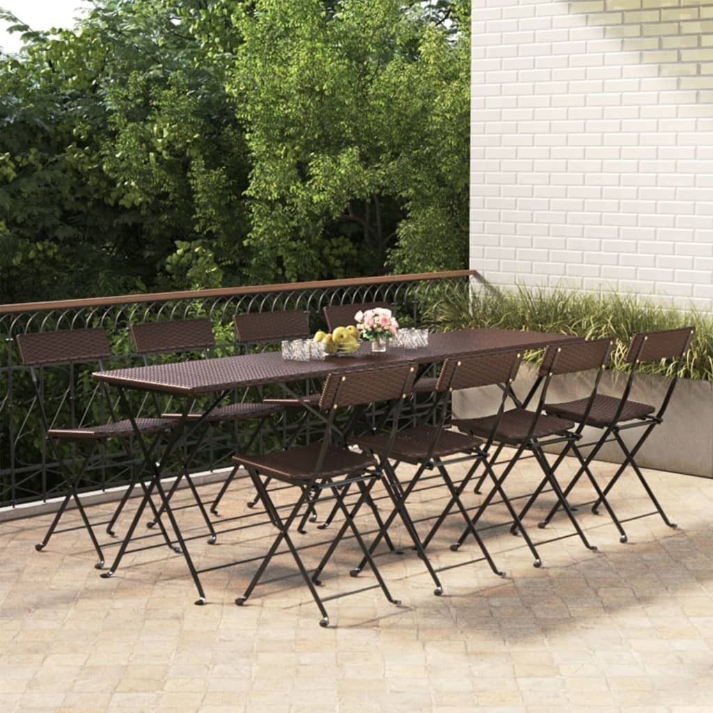 "2026 Promotion" Bistrostühle 8 Stk. - Hohe Qualität - Klappbar Braun Poly Rattan und Stahl - Gartenstühle CC9097