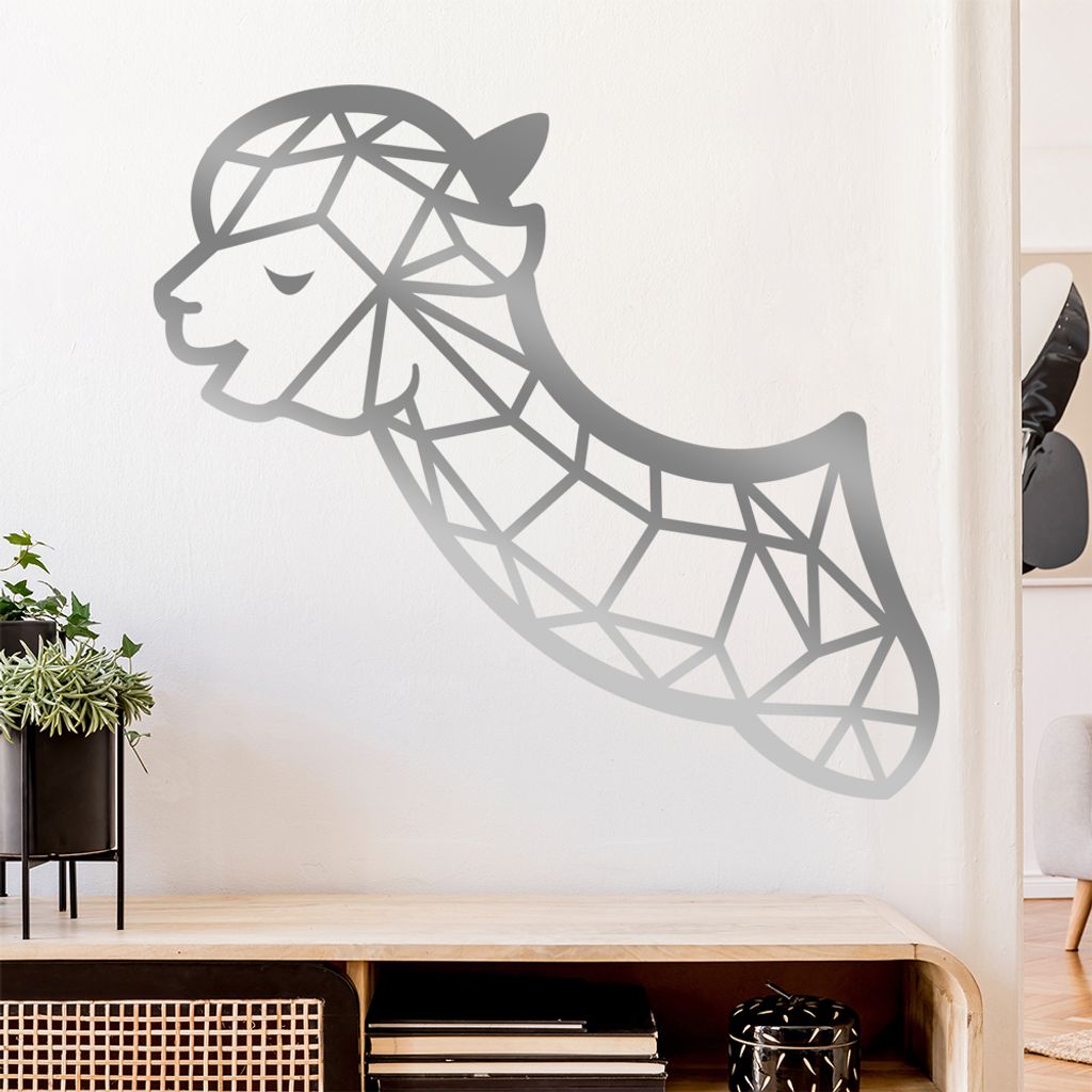 Lama Alpaka Polygon Wandtattoo Wandaufkleber Wall Sticker - Dekoration, Küche, Wohnzimmer, Schlafzimmer, Badezimmer