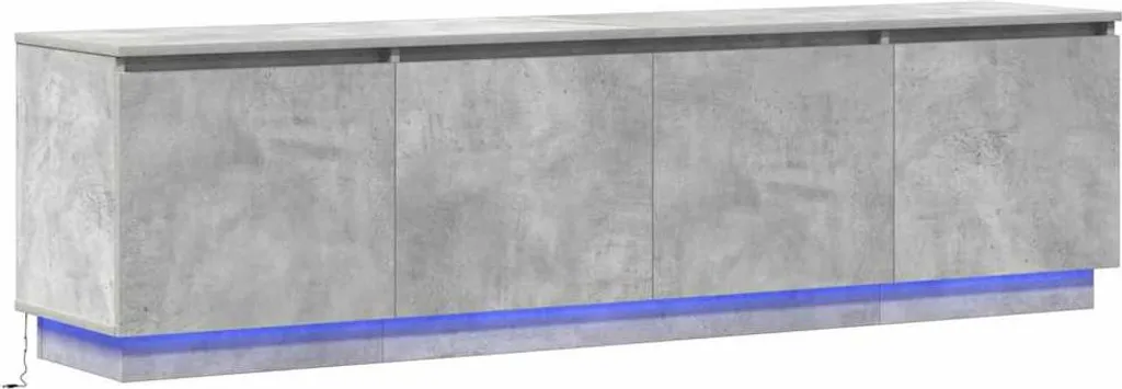 Meuble TV SYFAX LED Gris Béton 180x38x49 cm en Bois pour Salon Moderne
