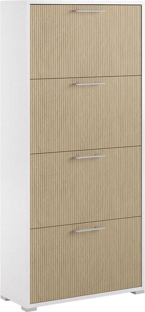 Dmora Schuhschrank Pienza 67x28x147h cm Weiß, ein Regal für 24 Paar
