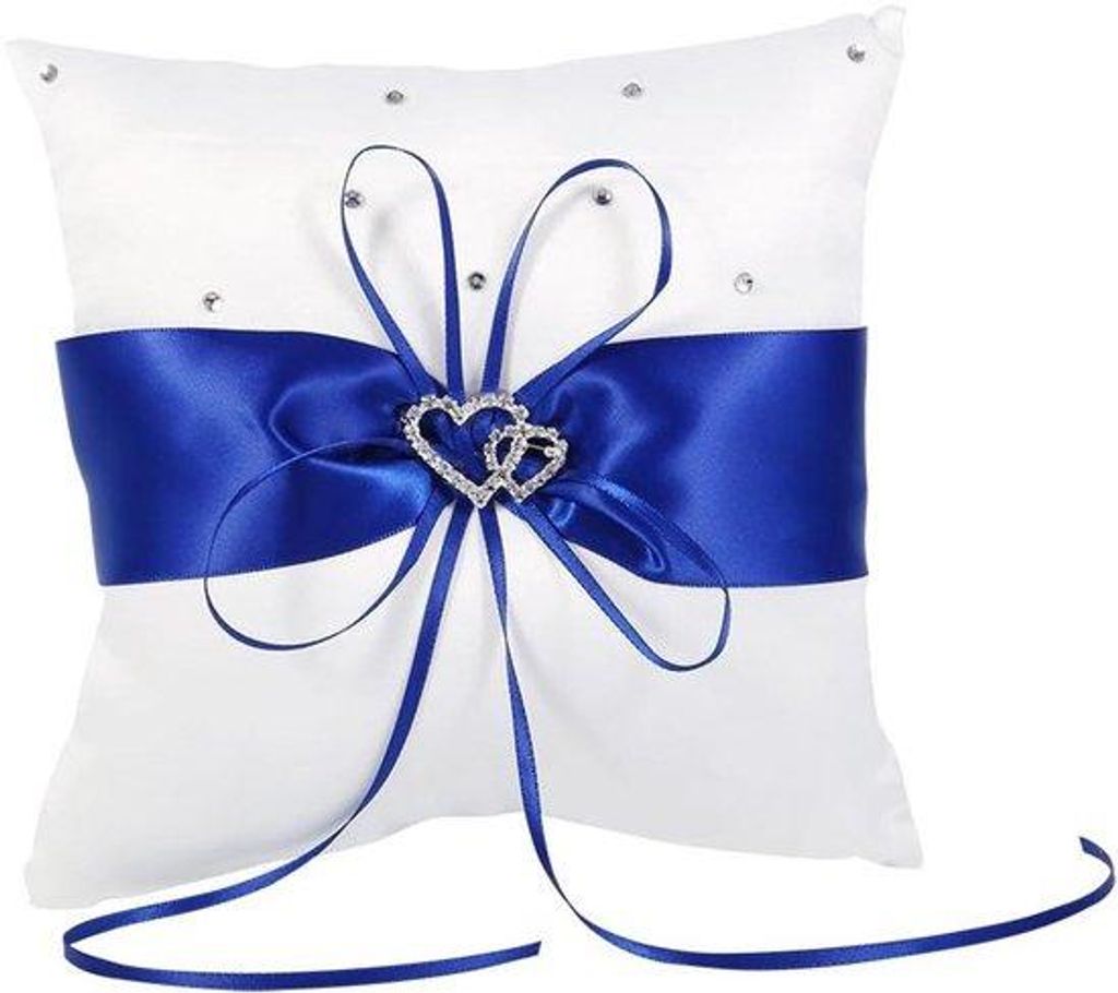 Romantische Ringkissen mit Blauem Satin - Blaues Ringkissen für Strandhochzeiten und Feierlichkeiten