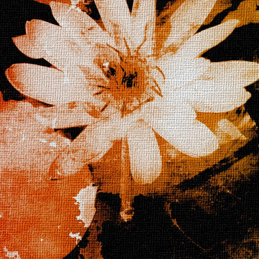 Décoration murale : Tableau fleurs style Grunge sur toile et bois 70x50