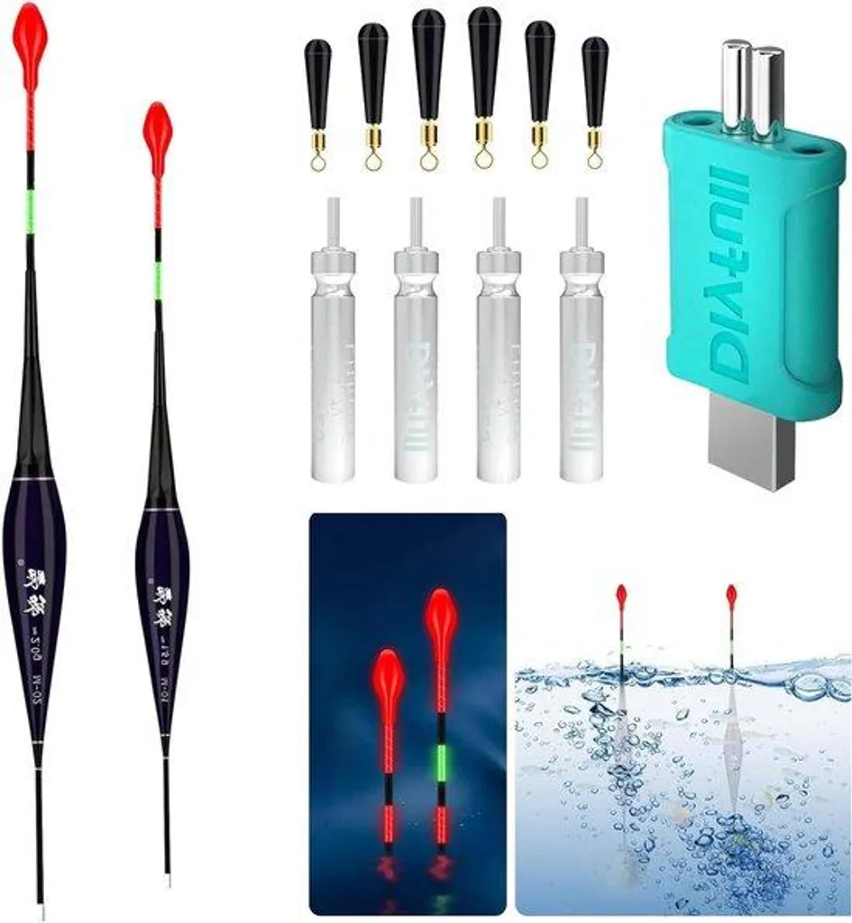 Bouchon de pêche LED télescopique et rechargeable pour mer et rivière