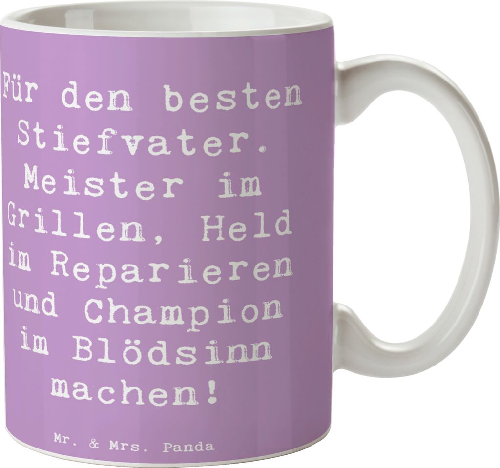 Mr. & Mrs. Panda Pott Spruch Bester Stiefvater - Lavendeltraum - Geschenk, Kaffeetasse, Familie, Weihnachten, cappuccinotasse, schöne tasse, Trink...