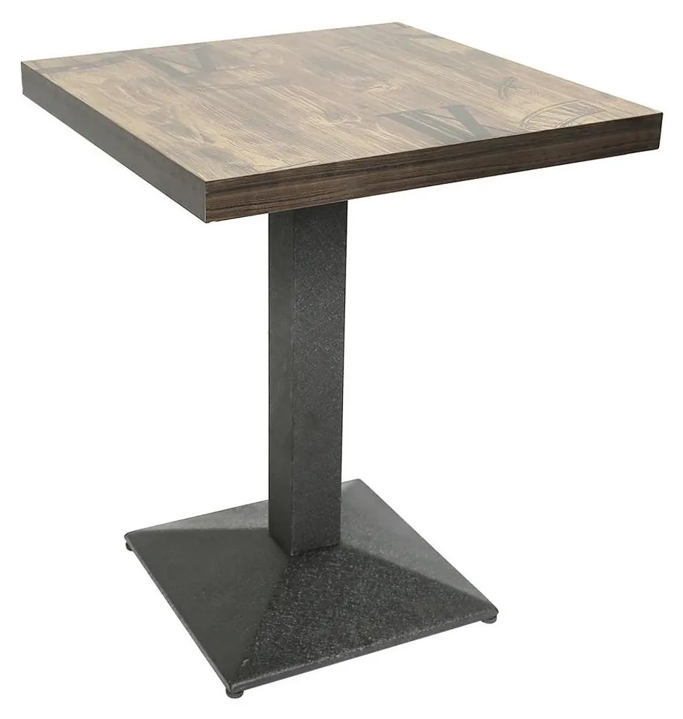 Table bistrot carrée 60x60 cm pied central métal et plateau bois noble