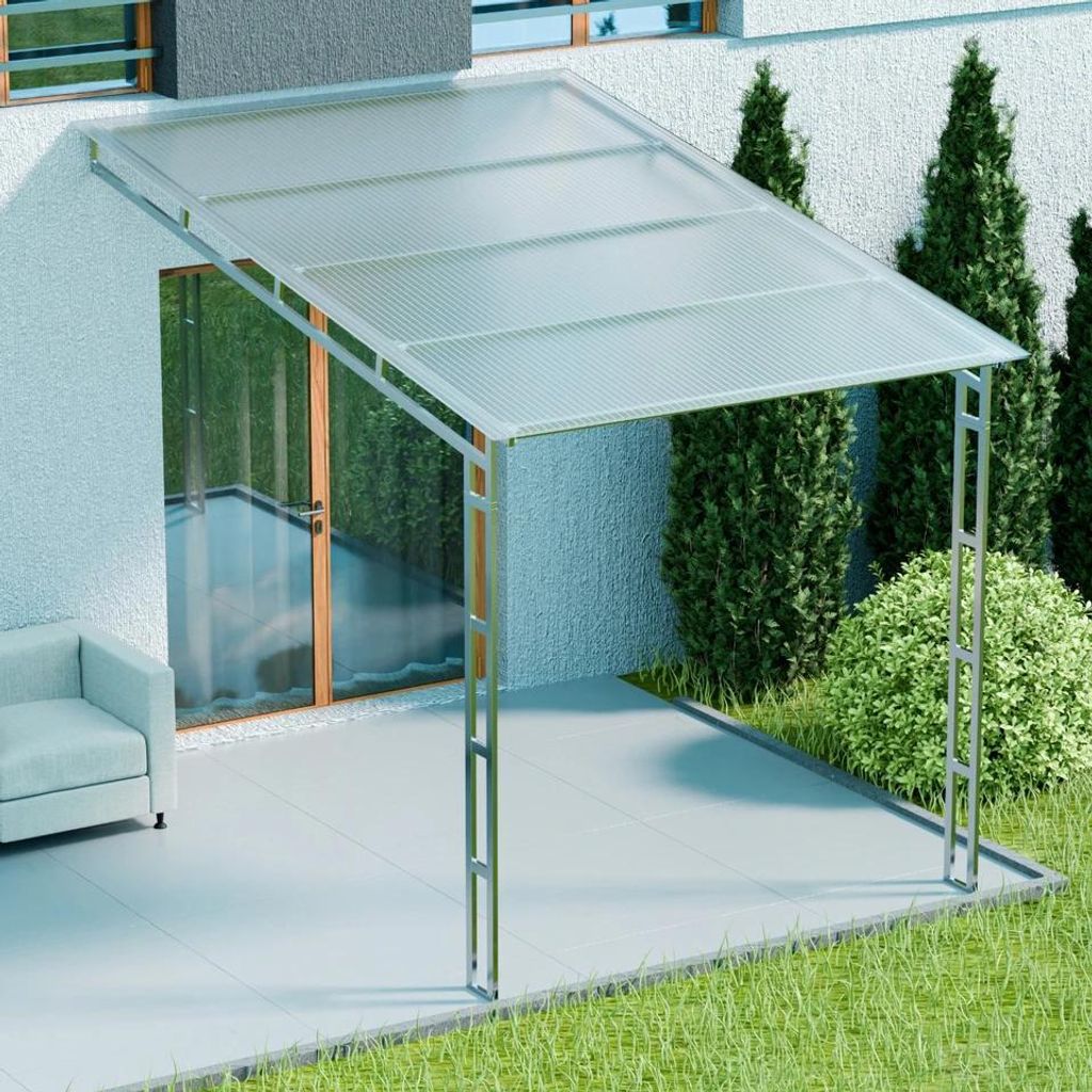 Terrassendach 3x2x2.7m mit Doppelstegplatten Sonnenschutz Wandmontage Überdachung für Terrassen