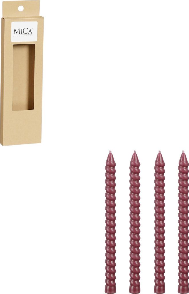 Spiralkerzen Gedreht Pink Ø1,4cm H18cm 4er Set Dekoration, 4 Stück