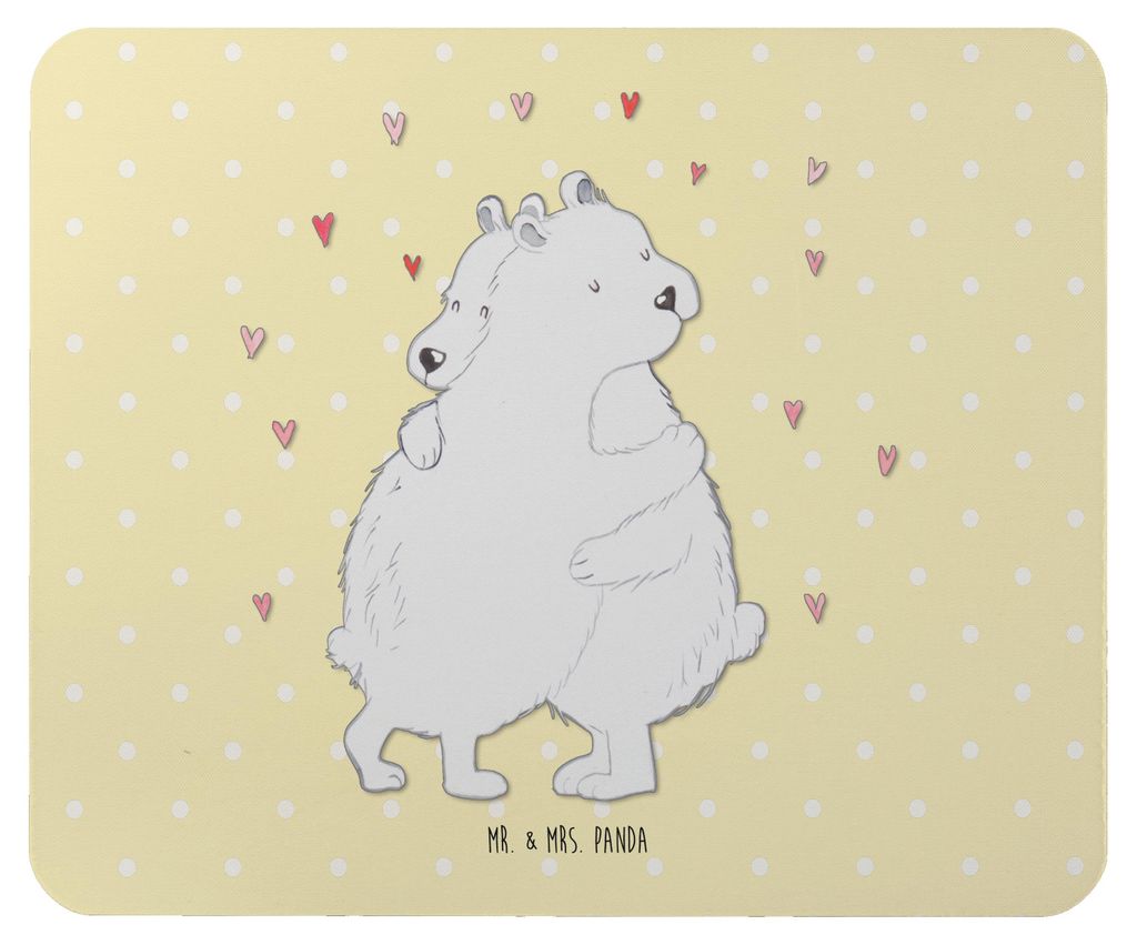 Mr. & Mrs. Panda Mouse Pad Eisbär Umarmen - Gelb Pastell - Geschenk, laptop mauspad, Mousepad, Lustige Sprüche, mausteppich, mousematte