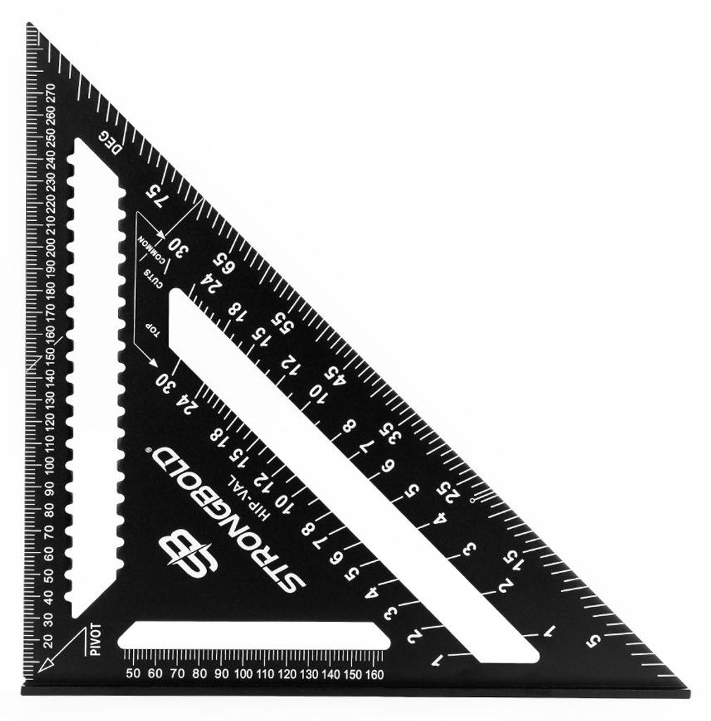 STRONGBOLD StrongSquare SQ720 Zimmermannswinkel 300 mm | Aluminium-Winkel metrisch | 0–90° Gradmesser & Anreißhilfe | Präzisions-Werkzeug