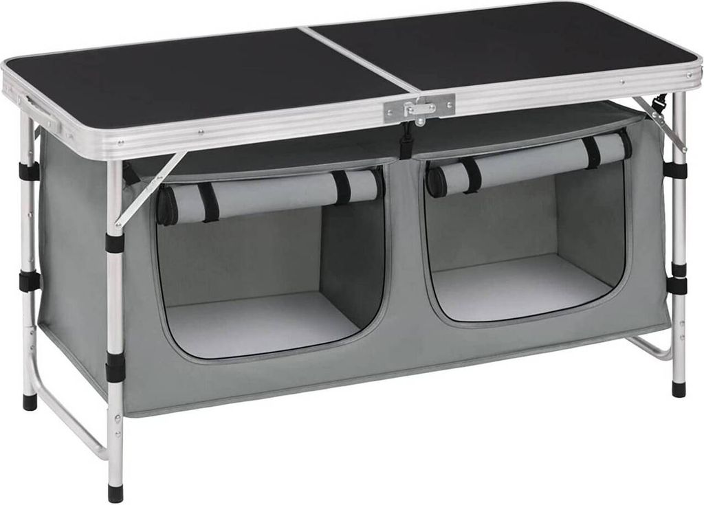 Aluminium Campingtafel - Buitentafel - Draagbaar Büro - Wetterbeständig - Dichtmasse - Compactes Design - Integrierte Aufbewahrung - 47 cm x (62-...