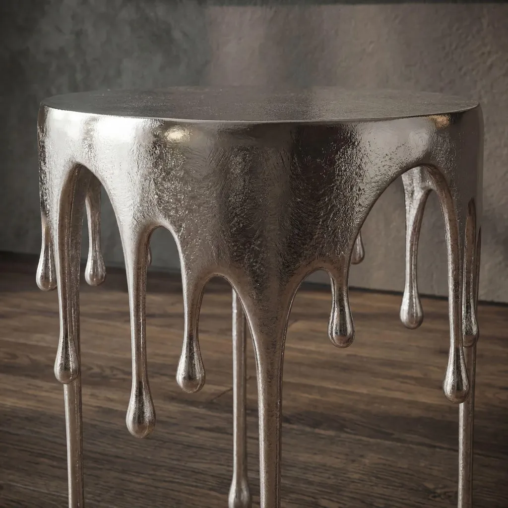 Table d'appoint argentée moderne 43 cm pour petit espace et déco chic