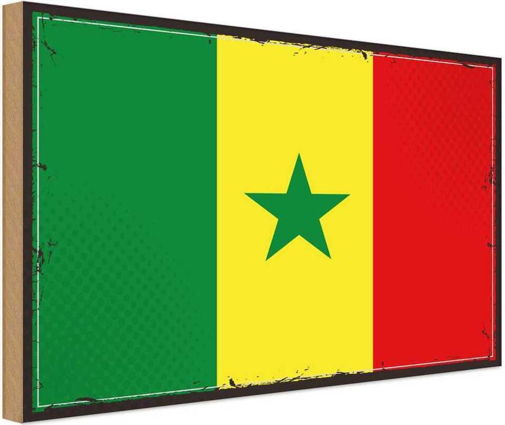 vianmo Holzschild 12x18 cm Senegal Flagge Fahne Wappen