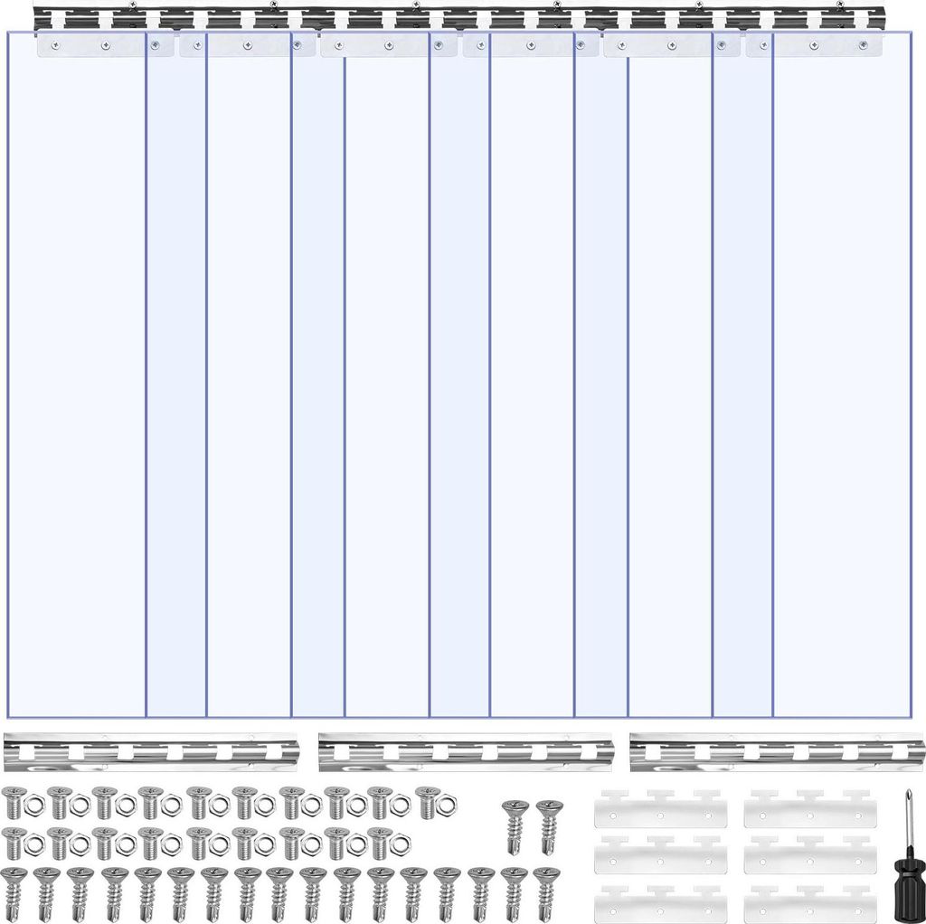 PVC Streifenvorhang - Lamellenvorhang 6er-Set - 91,5 x 213,4 cm - 2 mm Dicke - Temperaturbereich -55,6 bis +30 °C - Für Lager-, Gefrier- und Gara...