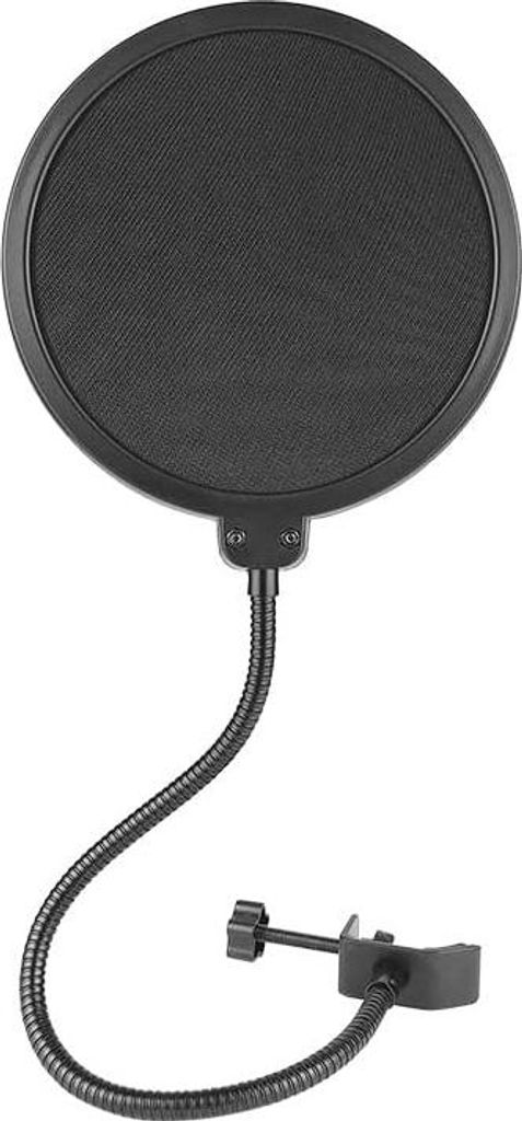 PIQIUQIU Popschutz, Mikrofon Popschutz Mic Windschutz Pop Filter für Mikrofon, Mit 360? Flexiblem Schwanenhals und Stabilisierungsarm - 6 Zoll