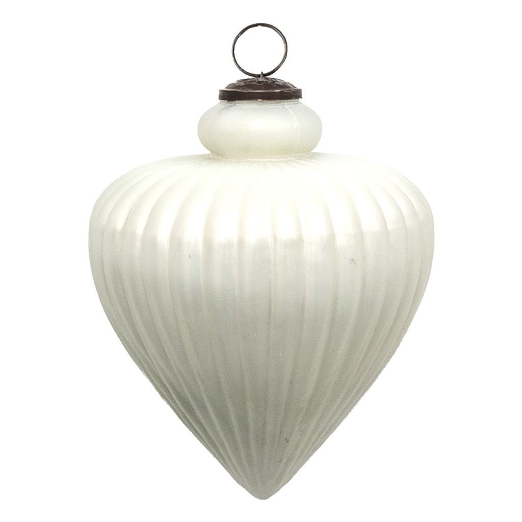 Clayre & Eef Weihnachtskugel XL Ø 17 cm Weiß Glas Produktbild 