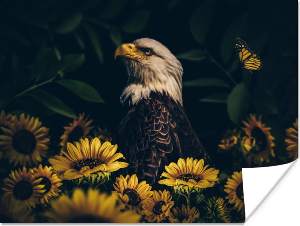 MuchoWow Poster Adler - Gelb - Blumen - Botanisch 160x120 cm - Foto Plakat