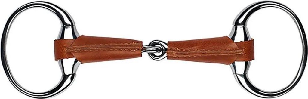 FEELING Olivenkopftrense mit Leder bezogen, Größe:Mundstück 125 mm Mundstückstärke 23 mm