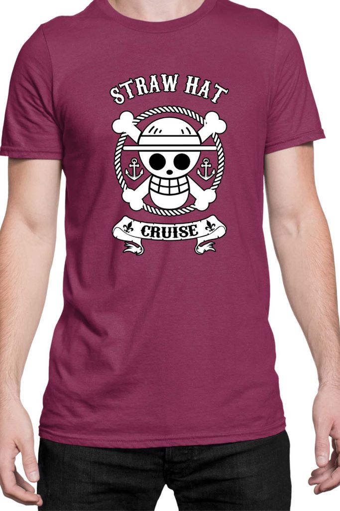 Herren T-Shirt Manga Japan Anime Comics Animation One Manga Piece Anime 0023, Man L / Burgundy