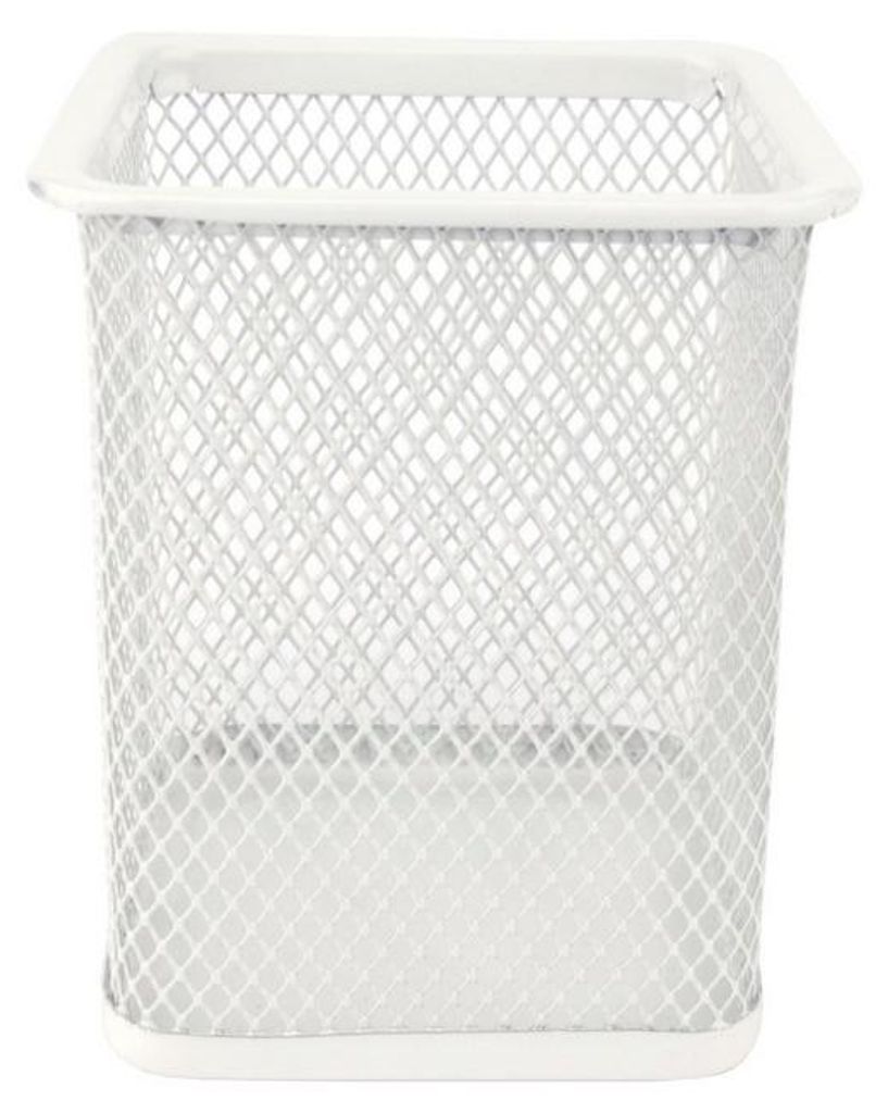 D.RECT Metall eckig Stifteköcher | Stiftehalter Würfel aus Drahtmetall | Mesh Multifunktions Becher für Kugelschreiber Perlmuttfarben, 1 Stück