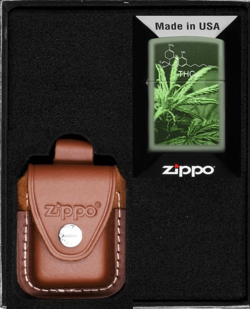 ZIPPO Feuerzeug-Set THC CANNABIS DESIGN Geschenk No4