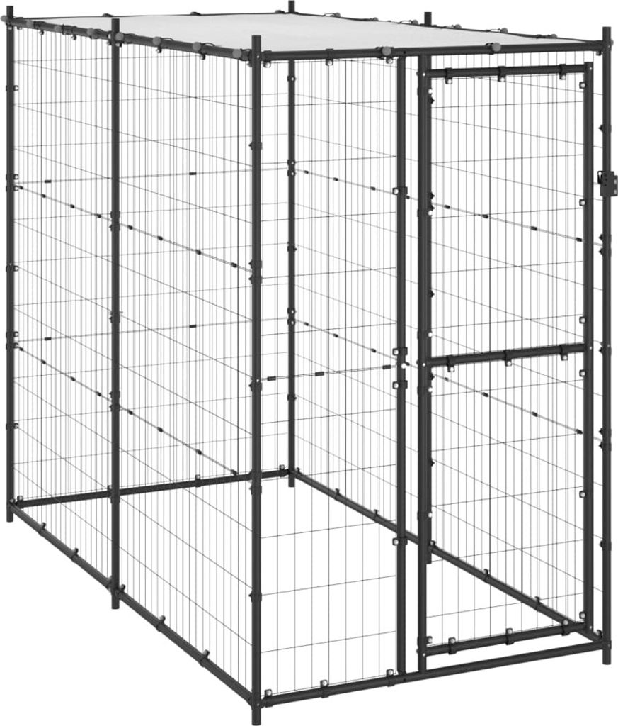 "2026 Promotion" Outdoor-Hundezwinger Stahl mit Überdachung 110x220x180 cm - Sonstiges Hundezubehör CC1396