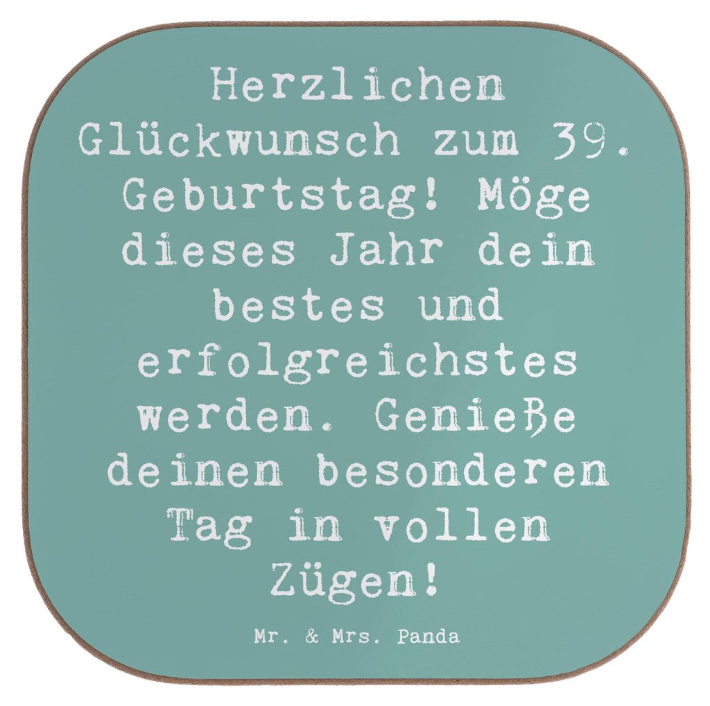 Mr. & Mrs. Panda Tassenuntersetzer Spruch 39. Geburtstag - Meeresbrise - Geschenk, Alter, Holzuntersetzer, gläseruntersetzer, Tischschoner, bestes...