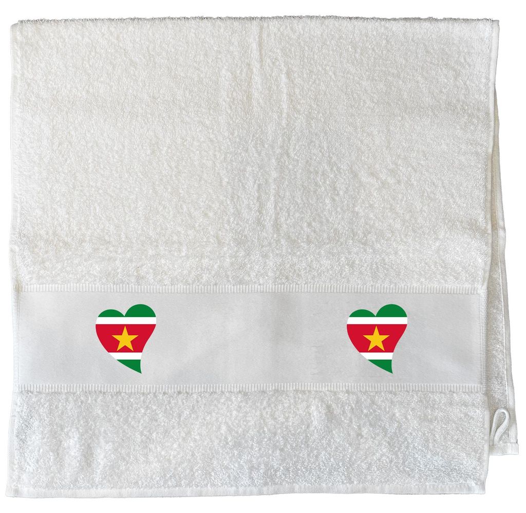 Huuraa Handtuch Surinam Flagge Herz 50x100cm White Baumwolle Handtuch Geschenkidee