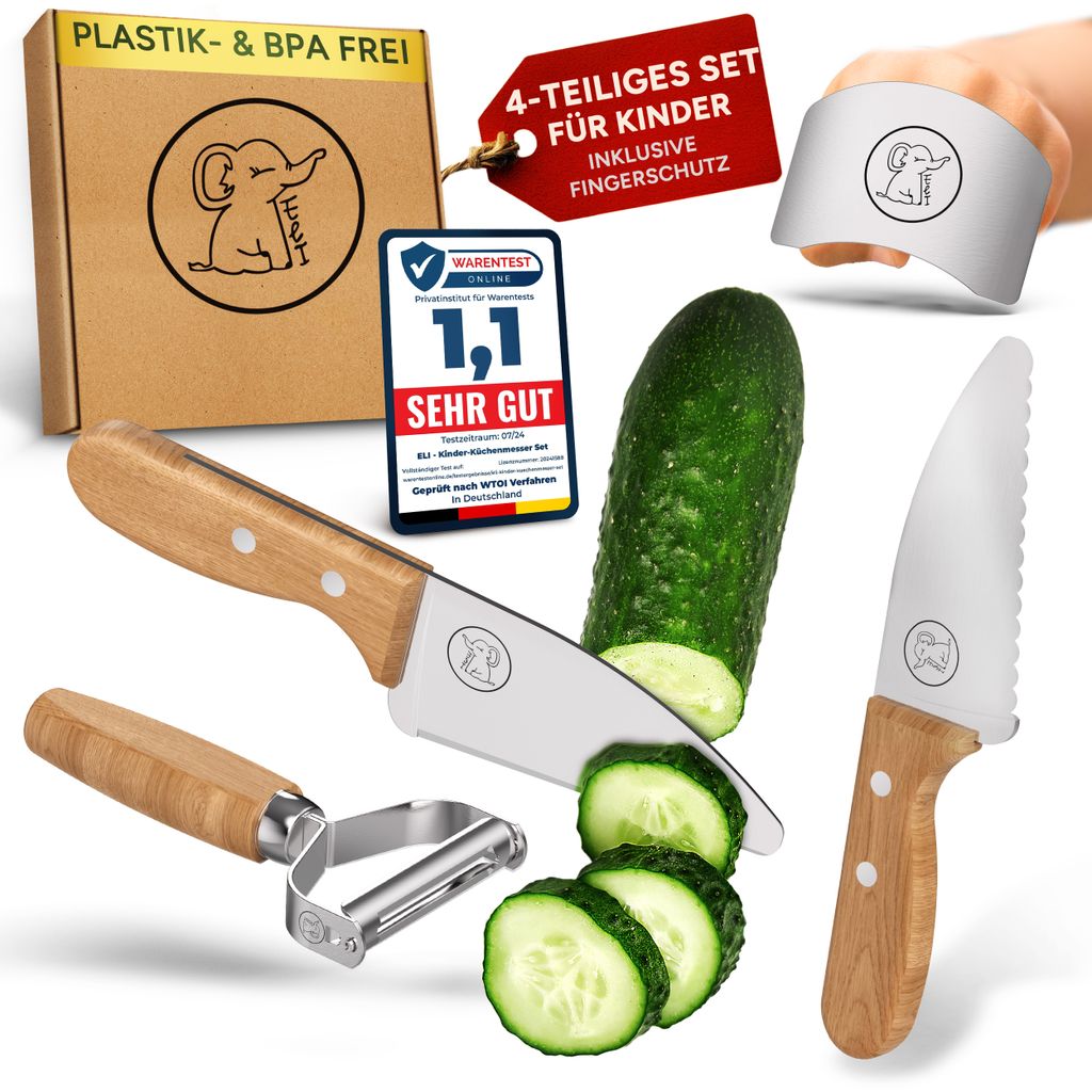 Eli® Kindermesser - kindersicheres hochwertiges 4 teiliges Produktbild 