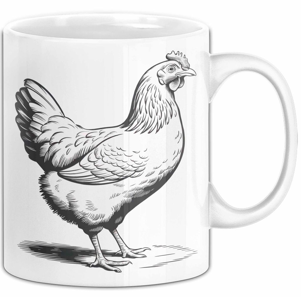 Huhn Tier Bauer Tasse Becher Geschenk Lustige Geschenkidee Spruch (Weiß)