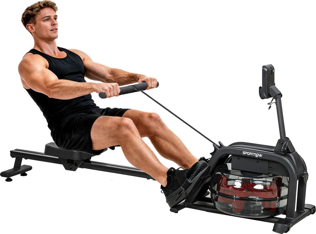 SPORTNOW Wasser Rudergerät für Zuhause Rudergerät Wasser mit LCD Display, Handyhalterung, Komfortabler Sitz, Vertikale Lagerung, Wasserrudergerät