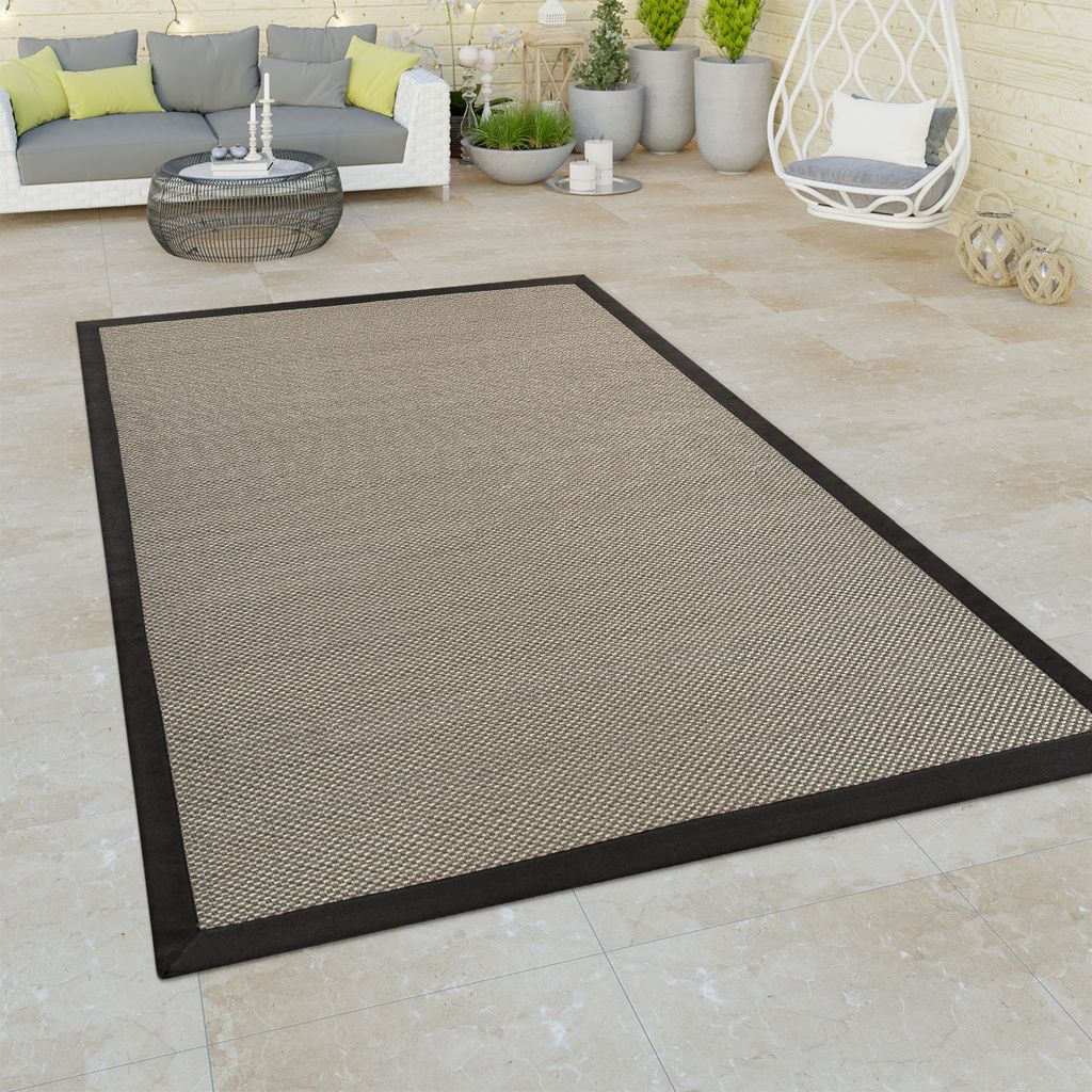 In- & Outdoor Teppich Balkon Terassen, Sisal Optik, Grau Grün in versch. Farben Grösse 80x150 cm