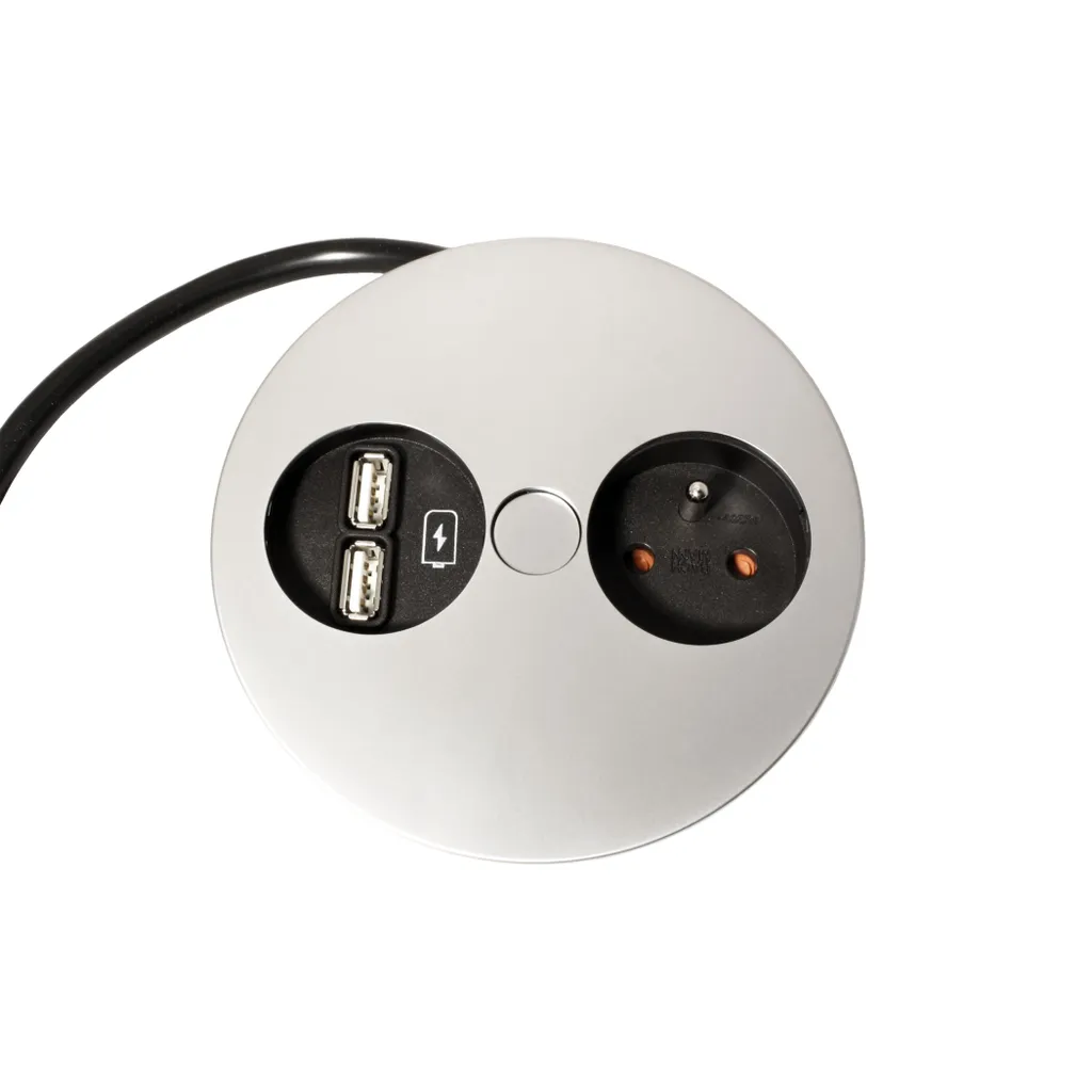 Chargeur USB et Prise TWIST Bachmann Chrome Mat Design Extra-Plat - 4