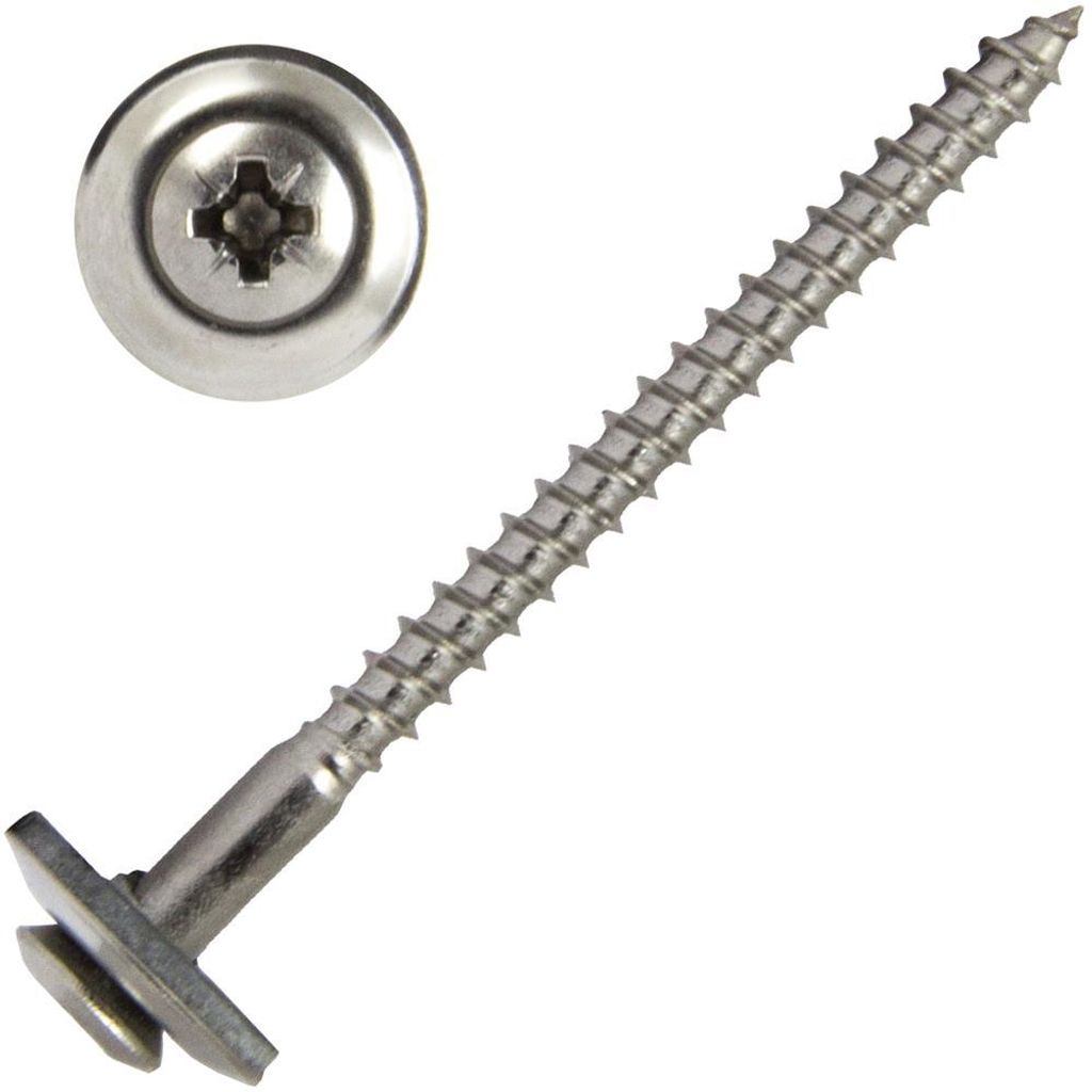 AG-BOX Spenglerschrauben 4,5x120 POZI "Z" mit U-Scheibe (15mm) ähnl. DIN 7995 Edelstahl A2, 100 Stück