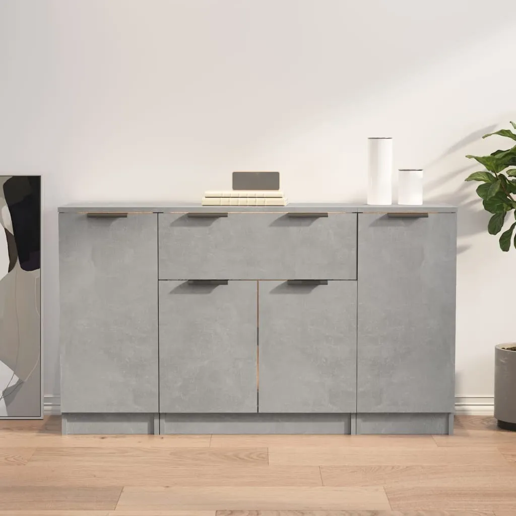 Armoire Vitrine BEI CLORIS 3 pcs en Bois Composite Gris Béton 8799600