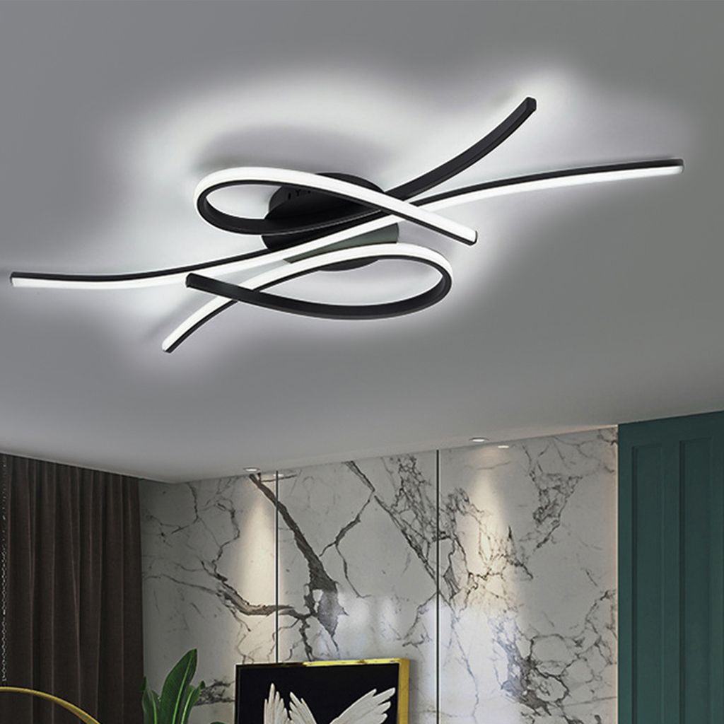 LED Deckenleuchten, Kreative linien Deckenlampe, Stufenlos Dimmbar, mit Fernbedienung, Moderne Wohnzimmerlampe, Einstellbare Helligkeiten