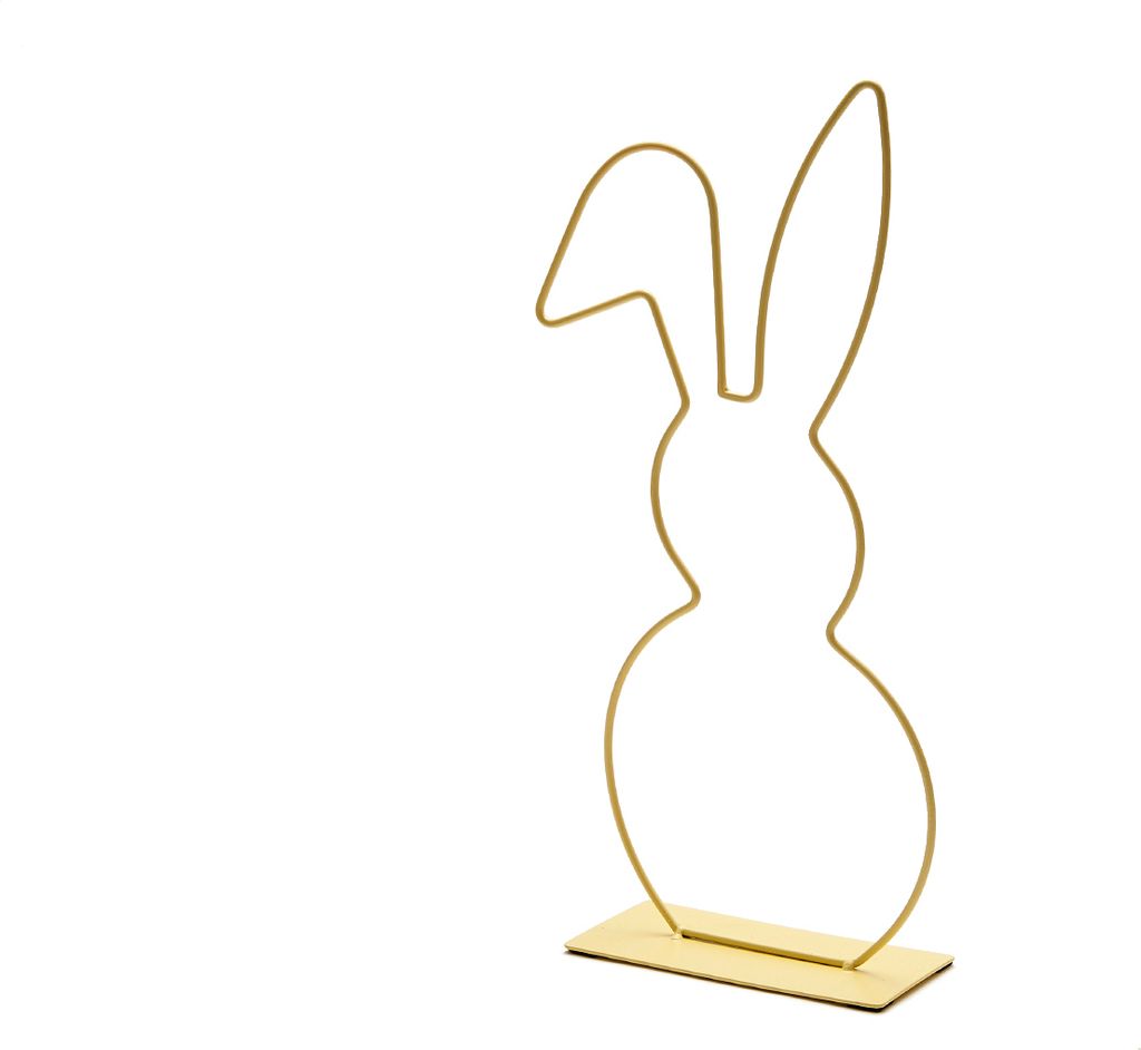 Metallring Hase mit Fuß, in vielen Farben und in vielen Größen wählbar | Dekoring, Farbe:Gelb, Größe:Knickohr 40cm