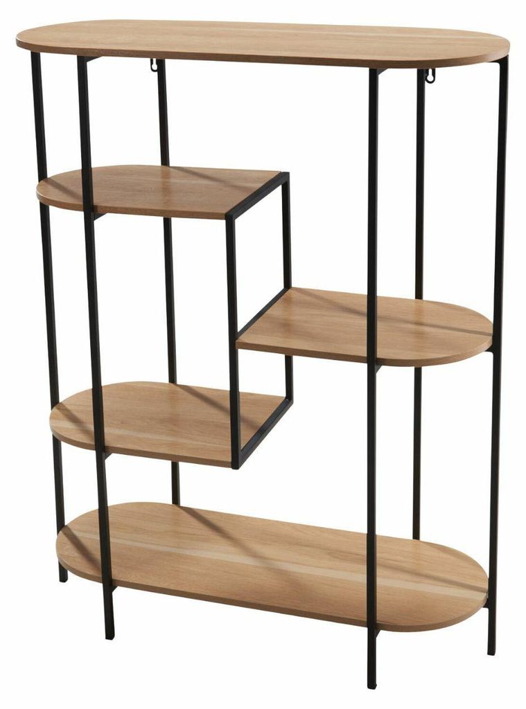 HOWHOMELY | Standregal - Metallregal - braun - schwarz - 77 x 33 x 95 cm - Bücherregal - Dekorativ