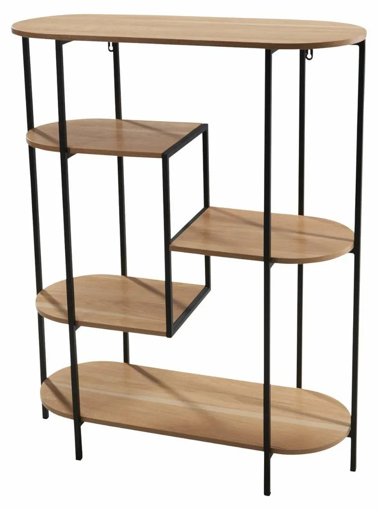 Bibliothèque Décorative en Métal et Bois pour Salon et Bureau 95cm