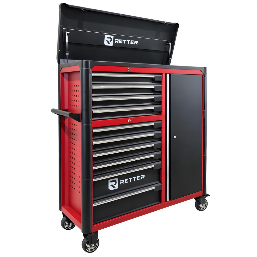 RETTER Werkstattwagen 10 Schubladen + Seitenschrank - Rollwagen 1200 mm mit Interlock System R3410XXL