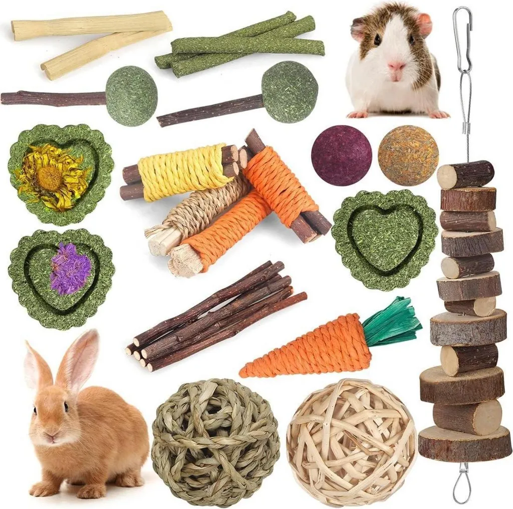 Kit complet de jouets à ronger pour lapins et lièvres - 18 accessoires