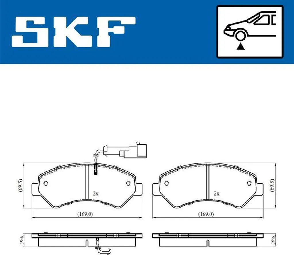 Jeu de plaquettes de frein à disque SKF VKBP80393E pour Jumper et Boxer