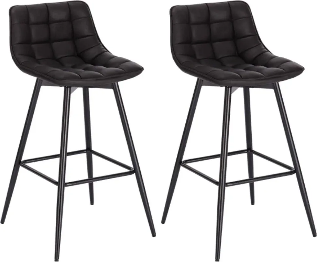 Tabouret de Bar avec Dossier pour Mal de Dos en Cuir Noir Lot Ergonomique