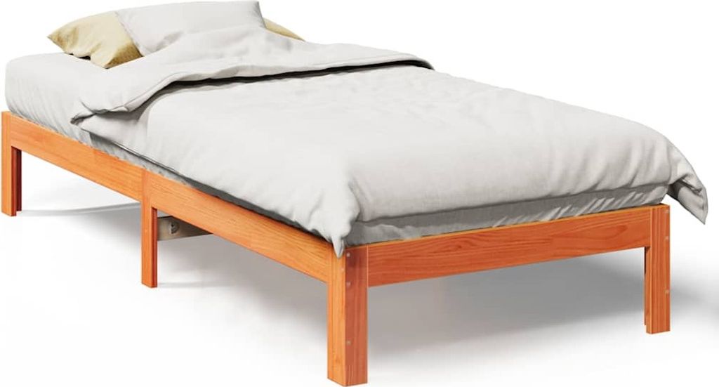 vidaXL Massivholzbett ohne Matratze Wachsbraun 90x200 Kiefernholz